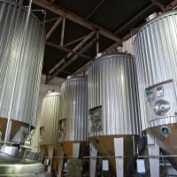 Conditioning tanks at Franciscan Well Brewery